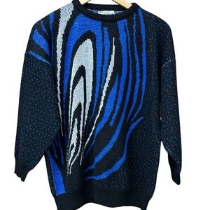 Vintage College Point metallic sweater, abstract swirl print. Size small/medium